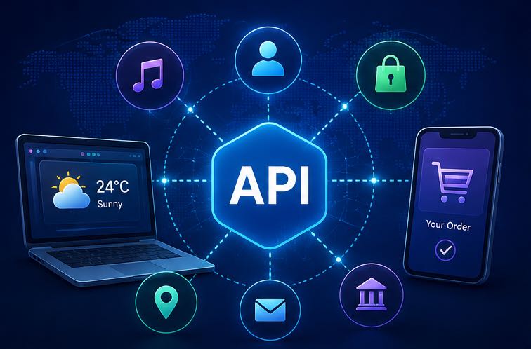 Software applications communicating through an API