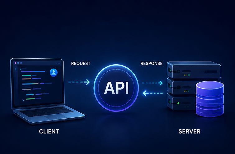 Client sending a request to an API and receiving a response