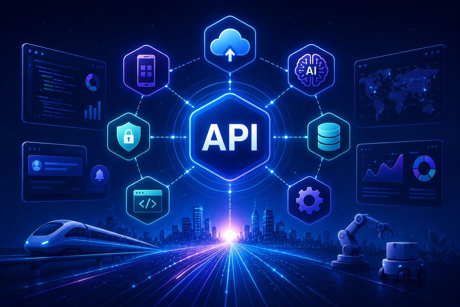 Connected digital systems representing the future of APIs