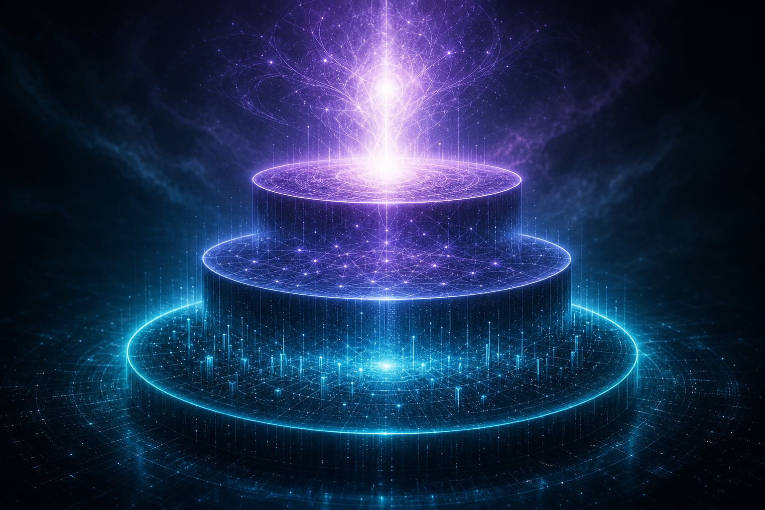 Layers representing narrow AI, general AI, and superintelligence