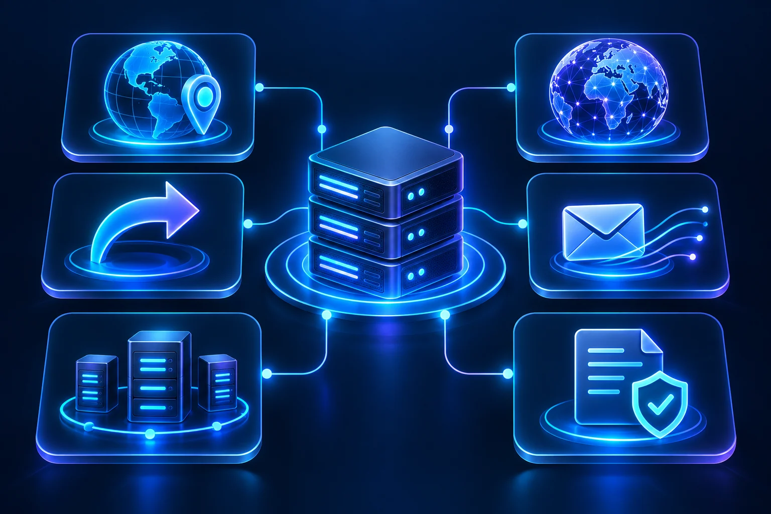 DNS record concepts for web addresses, aliases, mail, name servers, and verification