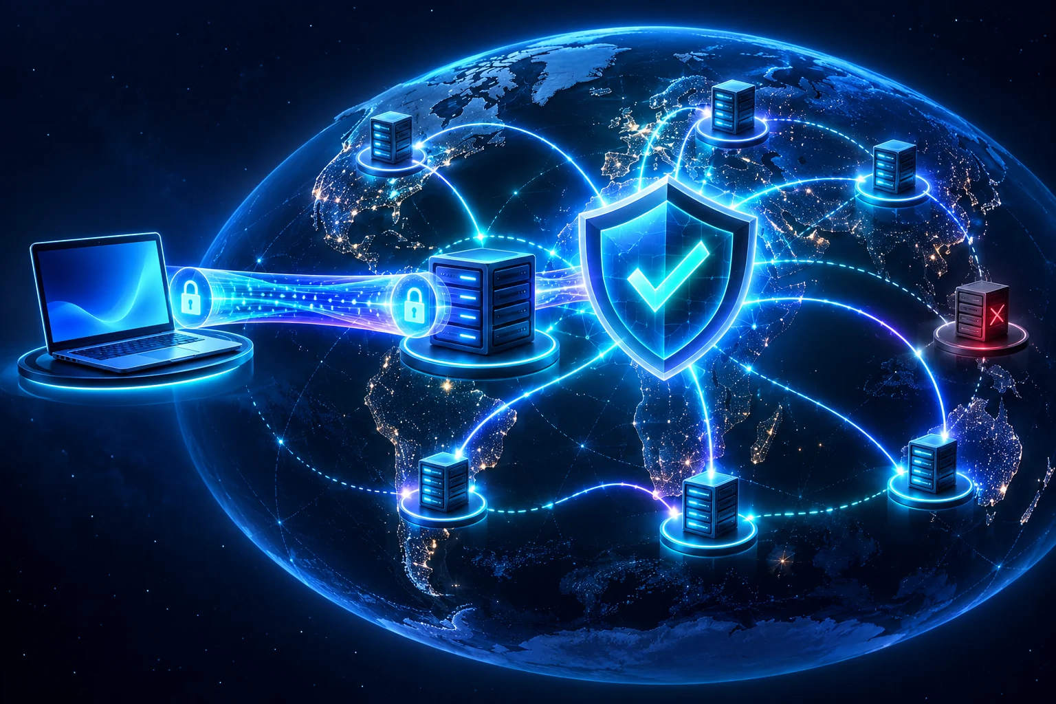 An encrypted and protected DNS network with redundant servers across the world