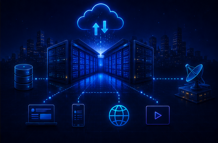 Servers and data centers powering websites and online services