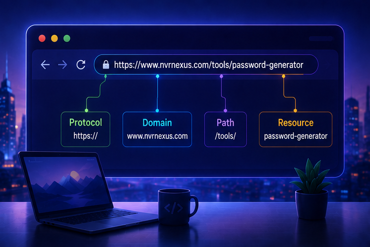 A browser address bar illustrating the parts of a web URL